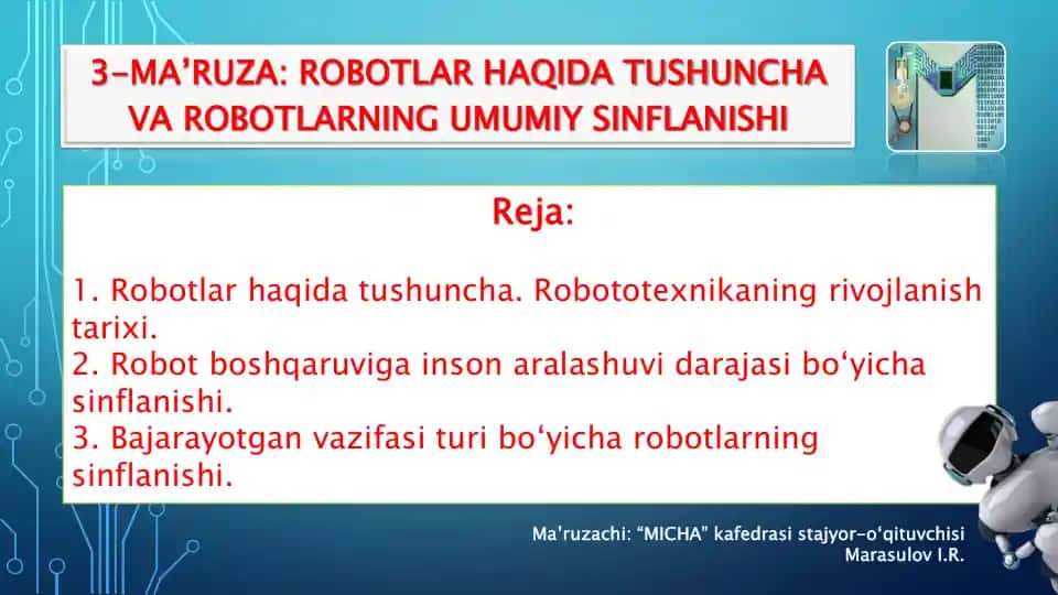 Robotlar haqida ma'ruzalar