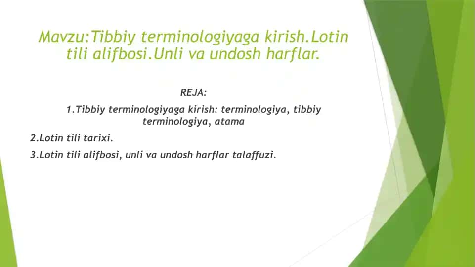 Tibbiy terminologiyaga kirish