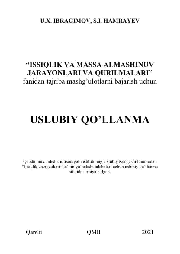 Tajriba mashg’ulotlarni bajarish uchun uslubiy qo’llanma