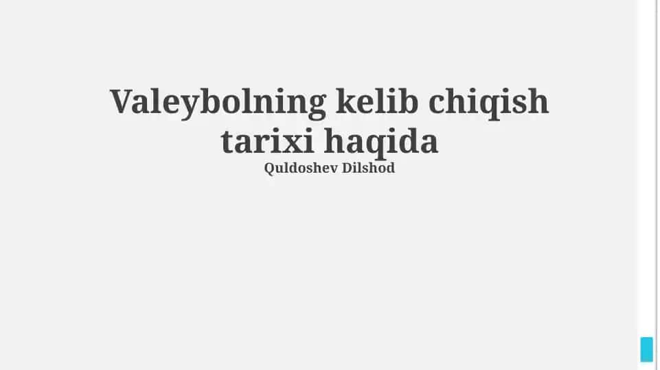 Voleybolning kelib chiqish tarixi