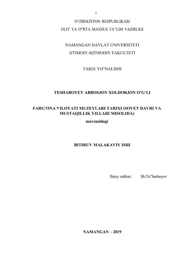 Farg’ona viloyati muzeylari tarixi