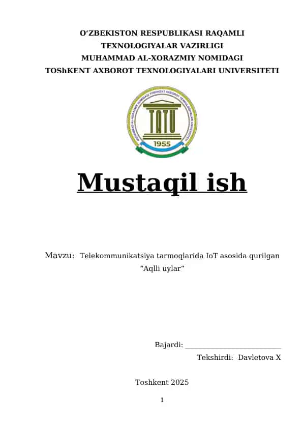 Telekommunikatsiya tarmoqlarida IoT asosida qurilgan “Aqlli uylar”