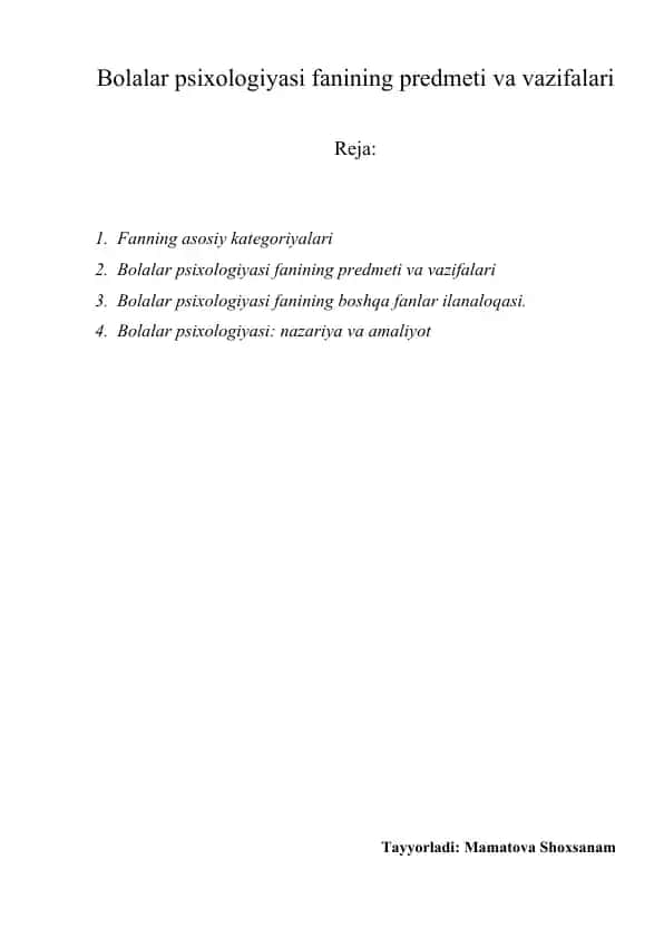 Bolalar psixologiyasi