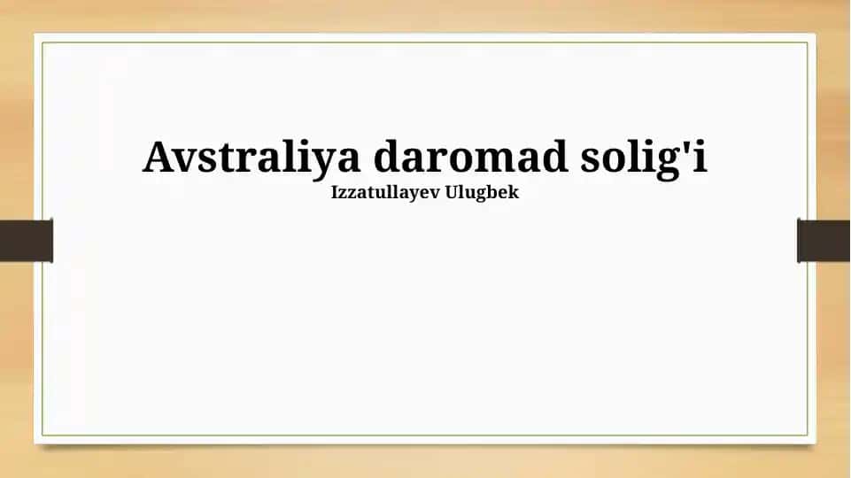 Avstraliya daromad solig'i