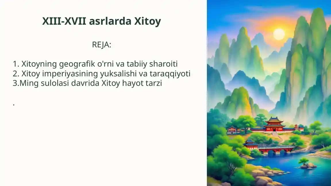 Xitoyning geografik o'rni va tabiiy sharoiti