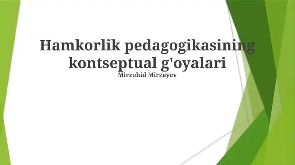 Hamkorlik pedagogikasining kontseptual g'oyalari