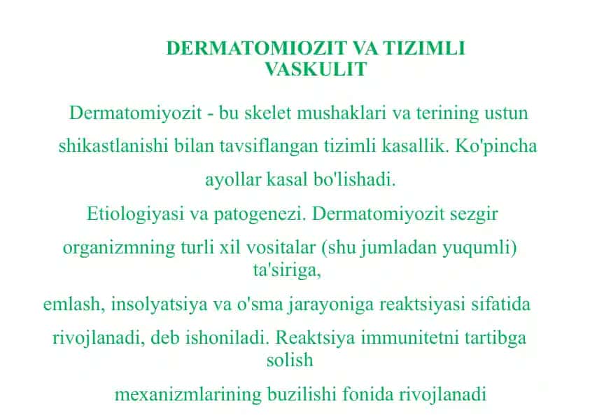 Dermatomiozit va Tizimli Vaskulit