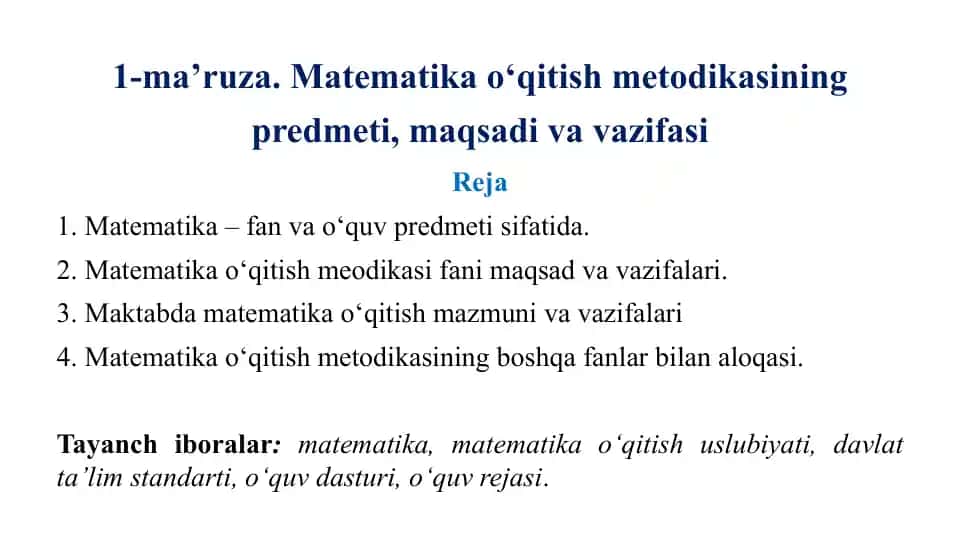 Matematika o‘qitish metodikasi
