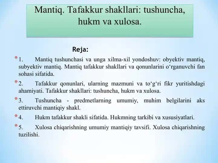 Mantiqning asosiy tushunchalari