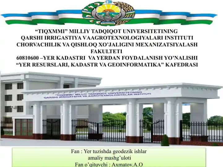 Yertuzishda geodezik ishlar amaliy mashg'uloti