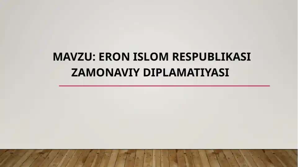 Eron Islom Respublikasi zamonaviy diplomatiyasi