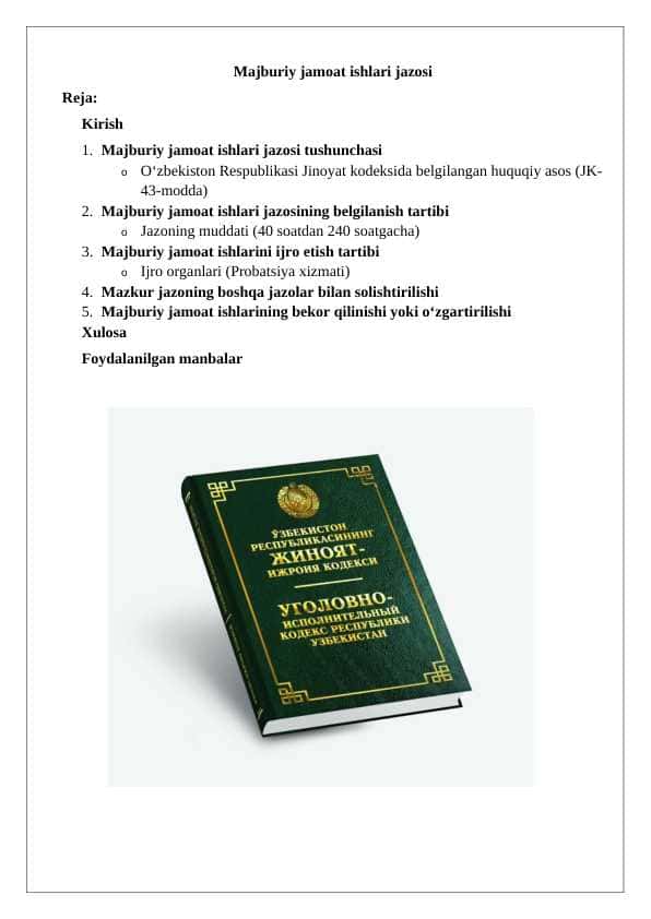 Majburiy jamoat ishlari jazosi
