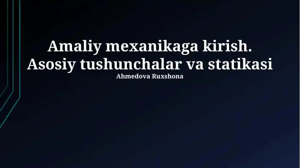Amaliy Mexanikaga Kirish