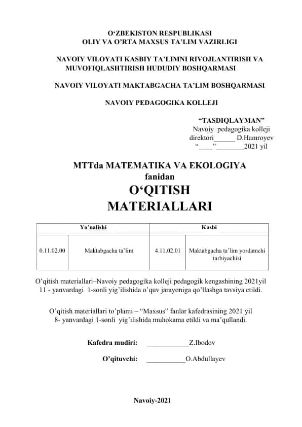 O‘qitish materiallari