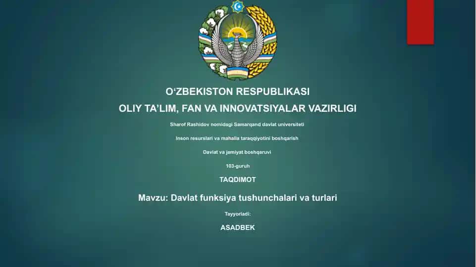 Davlat funksiya tushunchalari va turlari