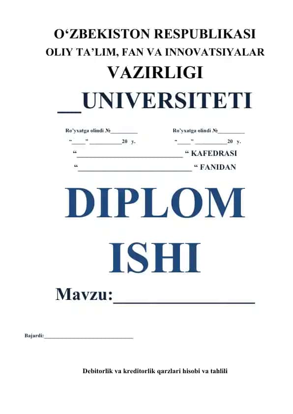 Debitorlik va kreditorlik qarzlari hisobi va tahlili