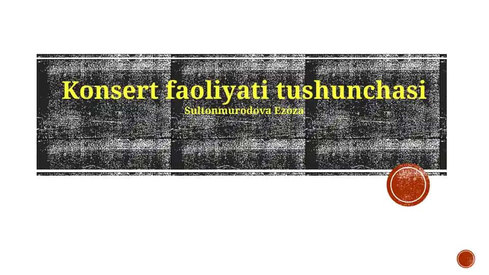 Konsert faoliyati tushunchasi