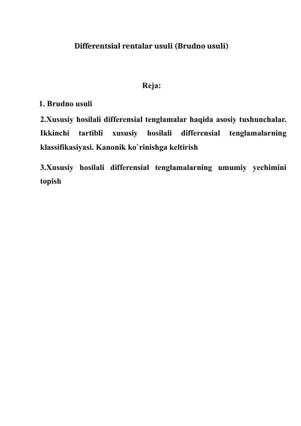 Differentsial rentalar usuli (Brudno usuli)