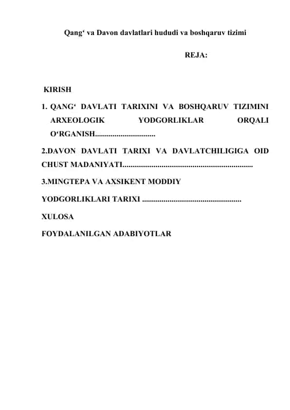 Qangʻ va Davon davlatlari hududi va boshqaruv tizimi tarixi