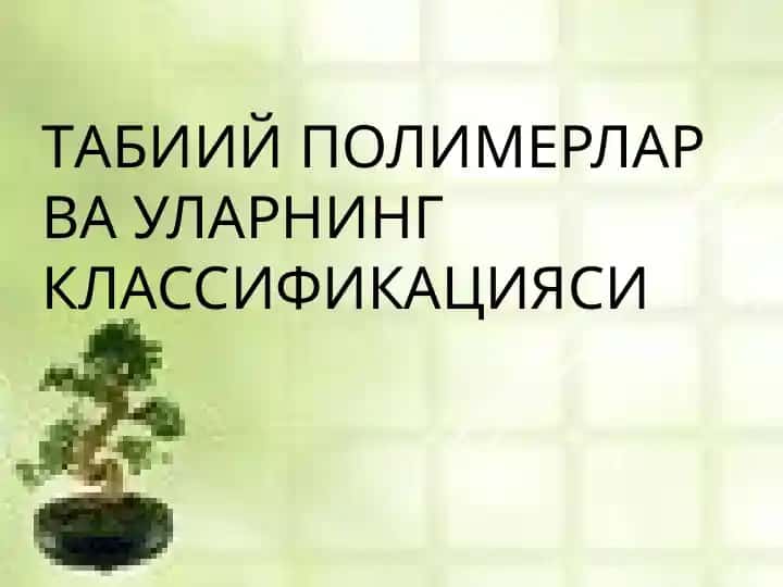 Табиий полимерлар ва уларнинг классификацияси