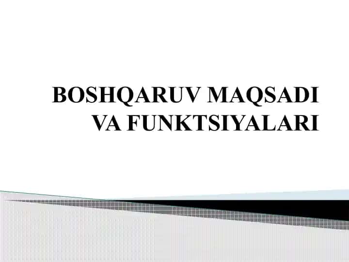 Boshqaruv Maqsadi va Funktsionalari