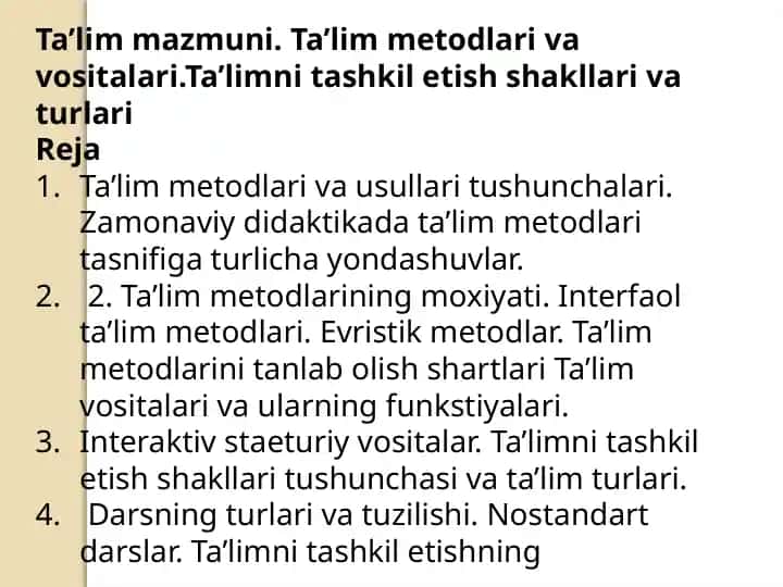 Ta'lim Metodlari
