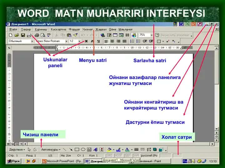 WORD MATN MUHARRIRI INTERFEYSI