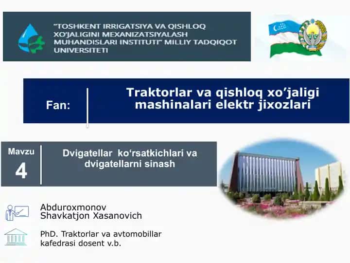 Traktorlar va qishloq xo'jaligini mexanizat-siyalash muhandis-lari institut