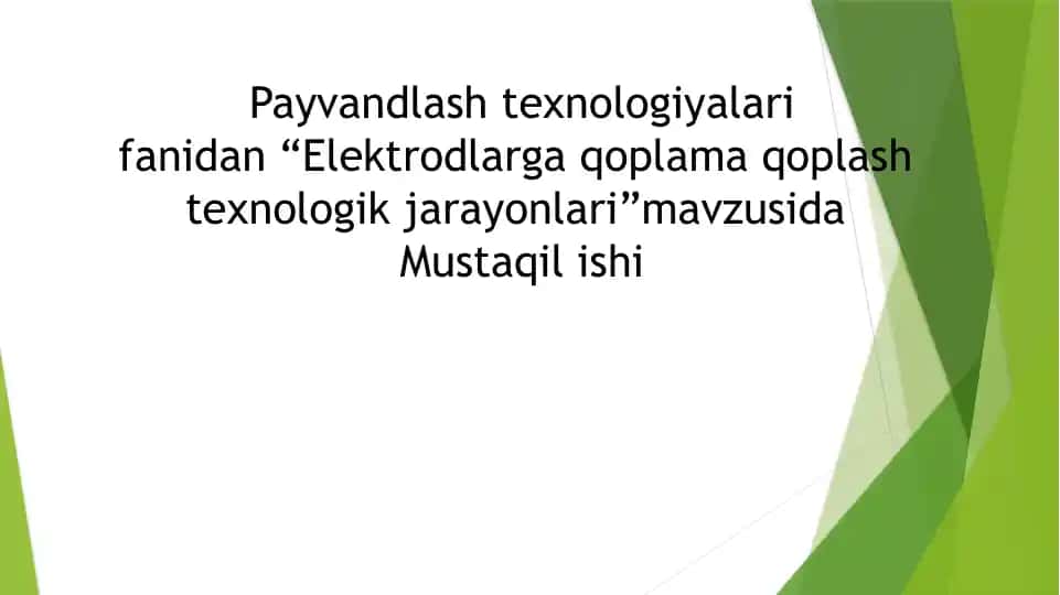 Elektrodlarga qoplama qoplash texnologik jarayonlari