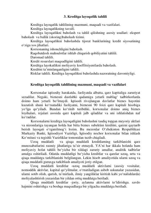 Kreditga layoqatlik tahlili