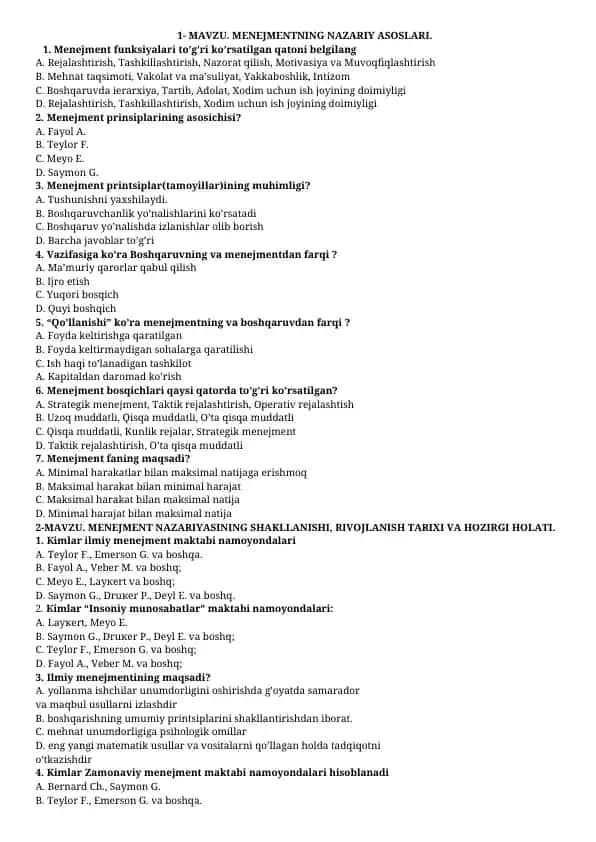 Menejmentning Nazariy Asoslari
