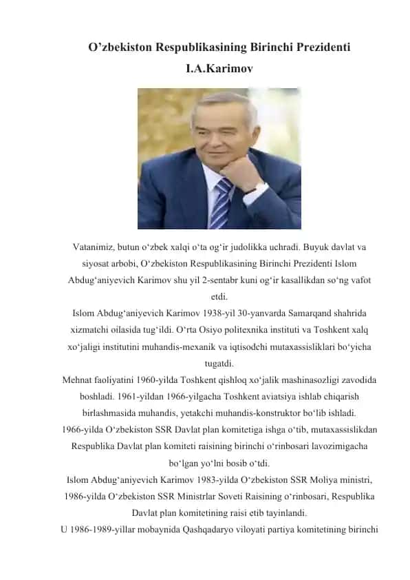 Islom Abdug‘aniyevich Karimov