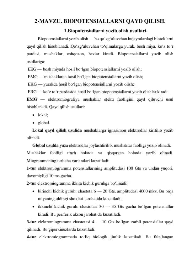 Biopotensiallarni yozib olish