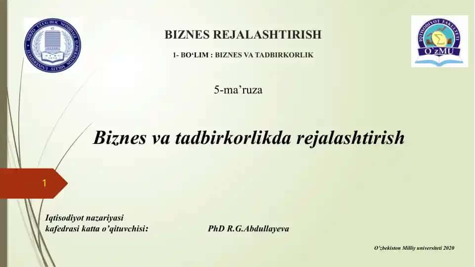 Biznes Rejalashtirish