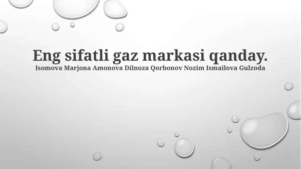 Gaz markalari taqqoslash