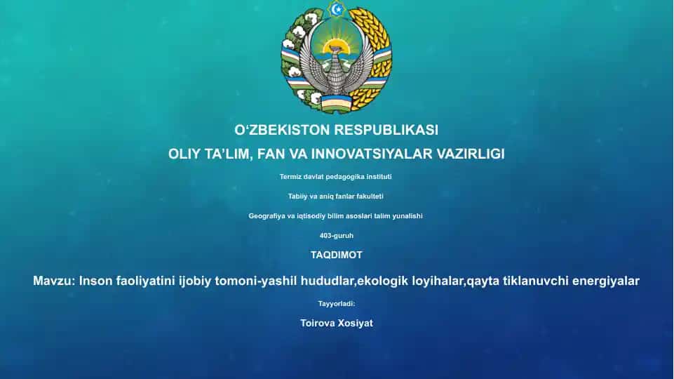 Yashil Hududlar va Ekologik Loyihalar