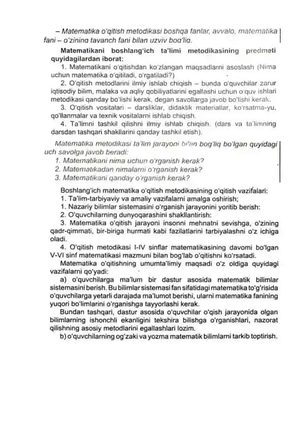 Boshlang`ich sinf matematika kursi