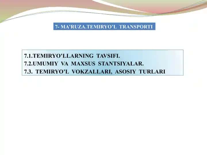 MA’RUZA.TEMIRYO’L TRANSPORTI