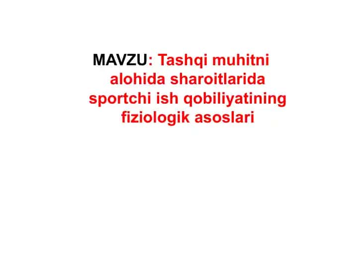 Sportning fiziologik asoslari