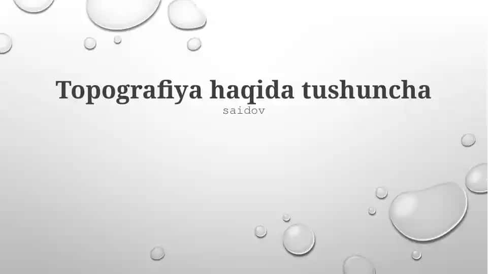 Topografiya haqida tushuncha
