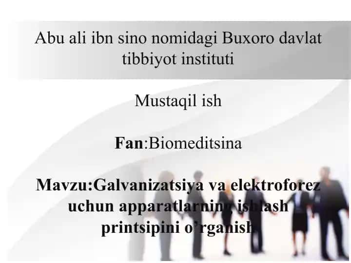 Galvanizatsiya va elektroforez uchun aparatning ishlash printsipi
