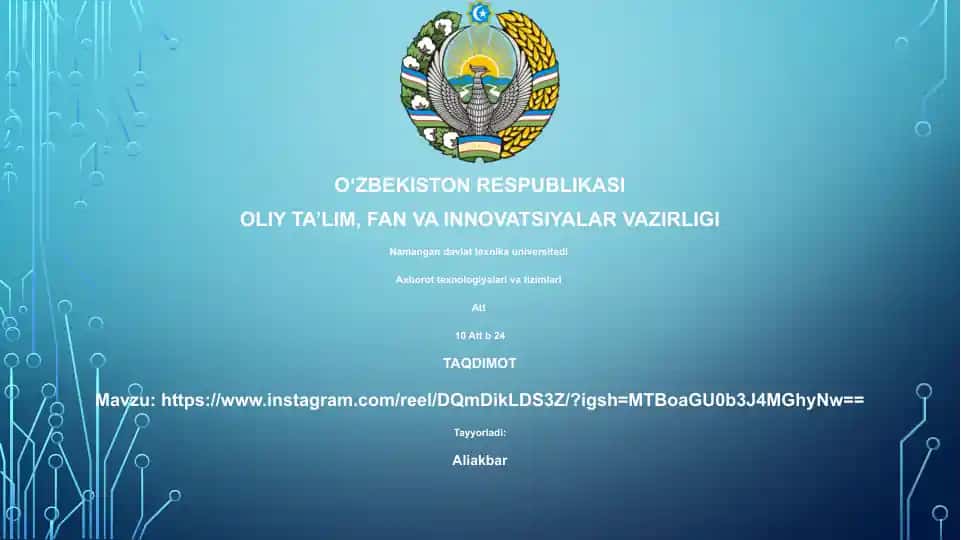 Axborot texnologiyalari va tizimlari