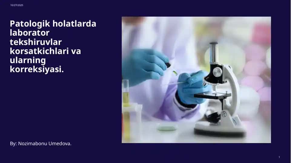Patologik holatlarda laborator tekshiruvlar korsatkichlari va ularning korreksiyasi