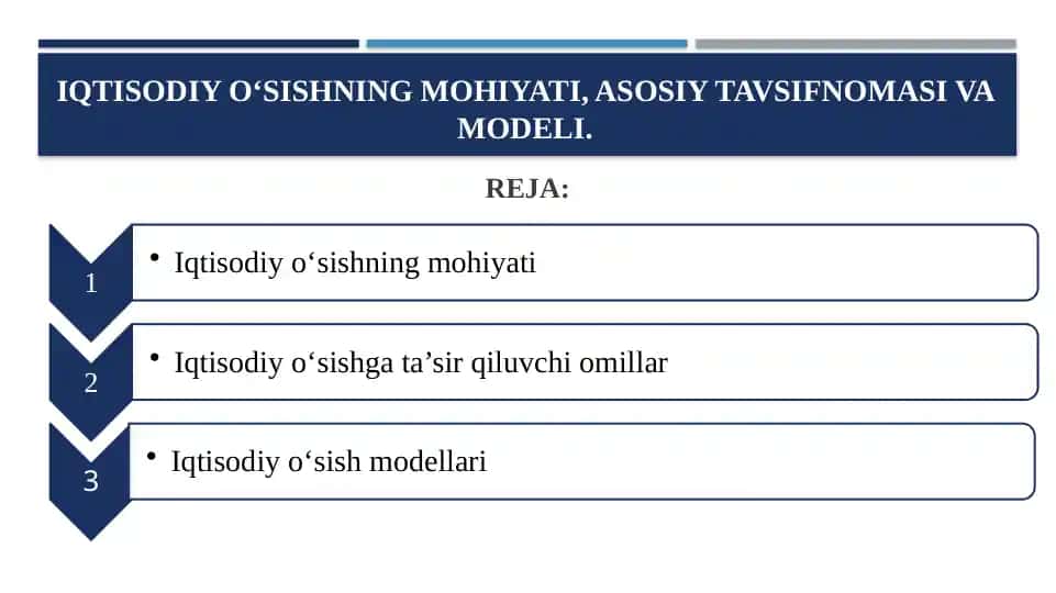 Iqtisodiy o‘sishning mohiyati, asosiy tavsifnomasi va modeli