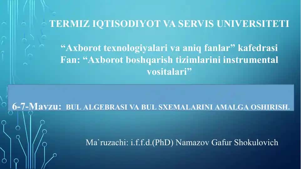 Kompyuterning elementlari hisoblangan raqamli sxemalari