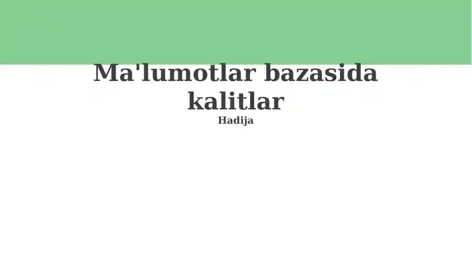 Ma'lumotlar bazasida kalitlar