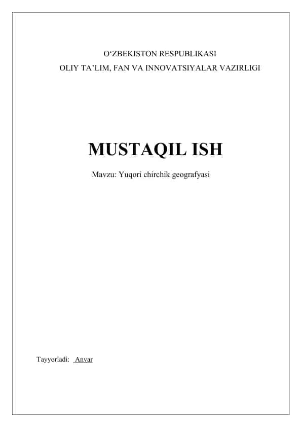 Yuqori Chirchik geografyasi