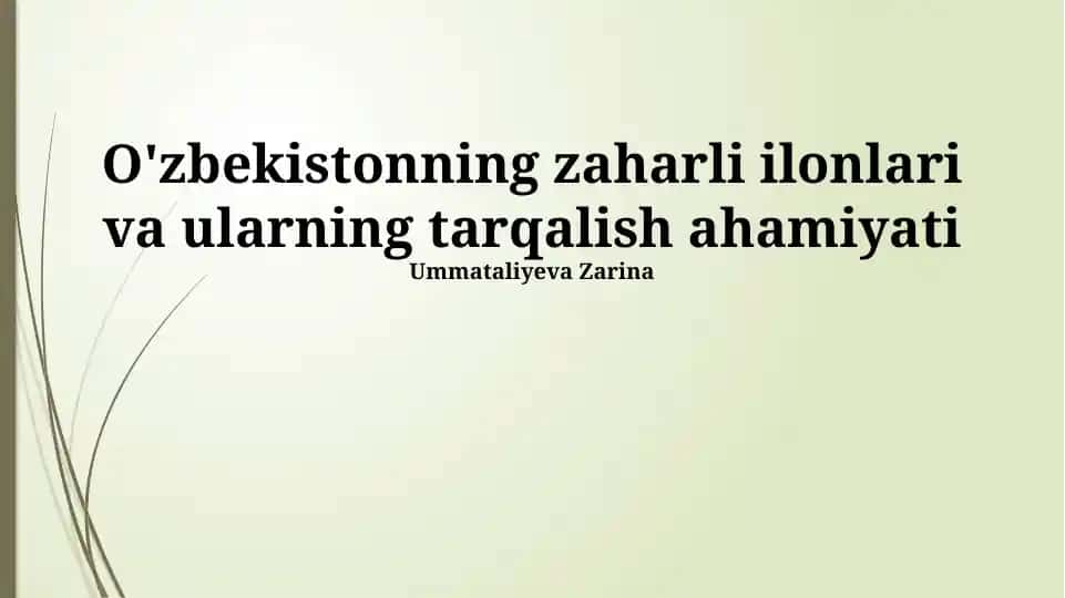 O'zbekistonning Zaharli Ilonlari