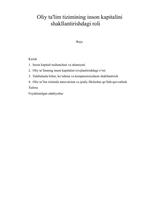Inson kapitali rivojlantirish