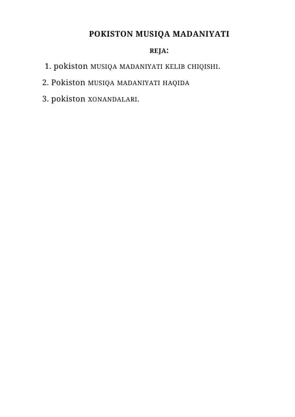 POKISTON MUSIQA MADANIYATI